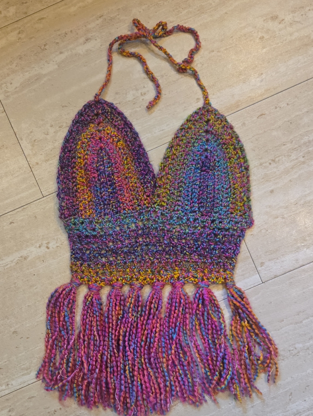 Handmade Crochet Multi-Color Boho Festival Top